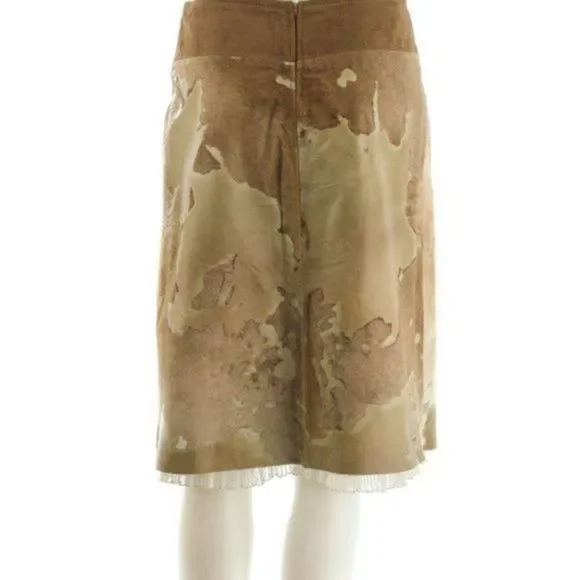 FEDERICO SANGALLI Brown Animal Fur & Leather Skirt